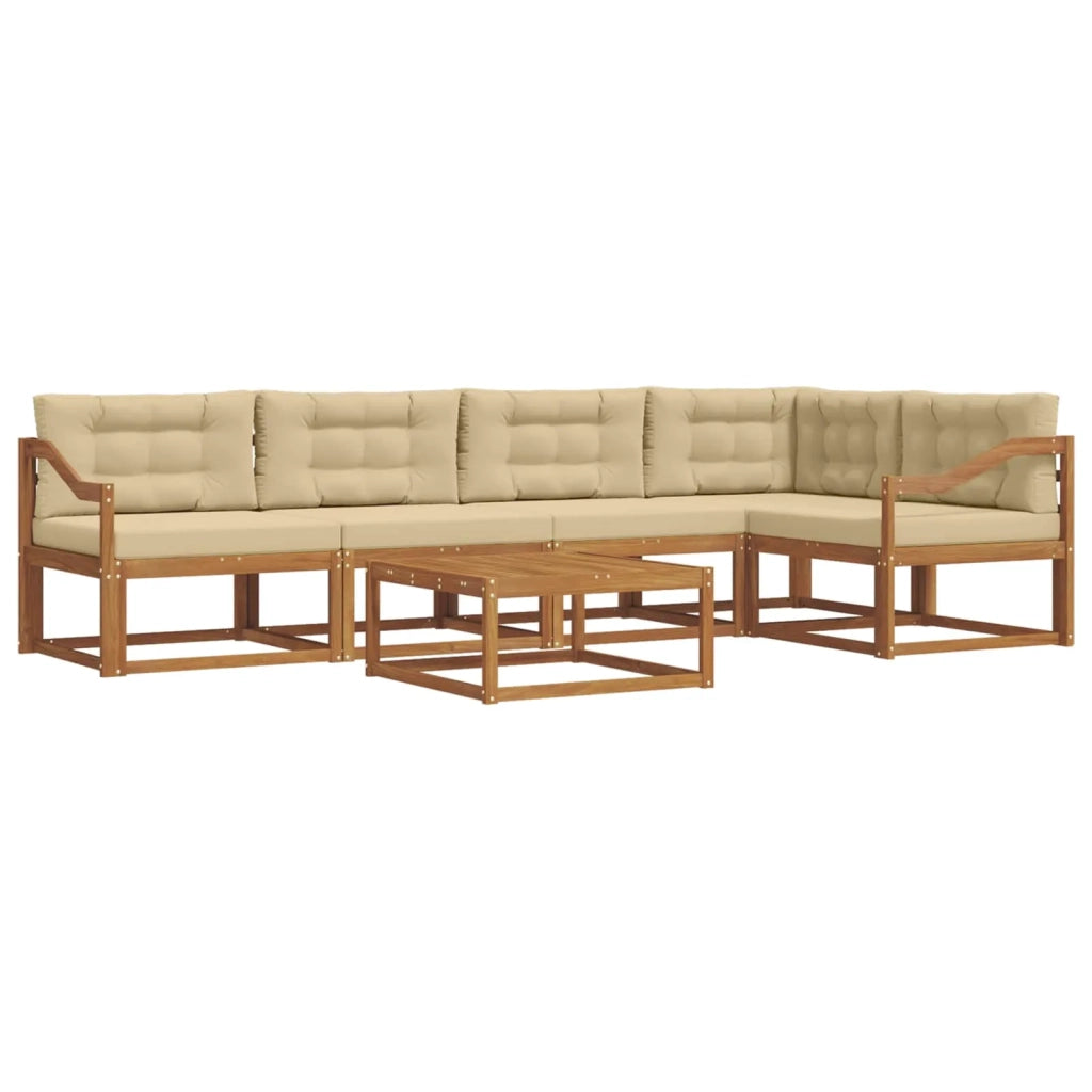 Set di divani da esterno con cuscino 6 pcs Naturale e Beige 3367631
