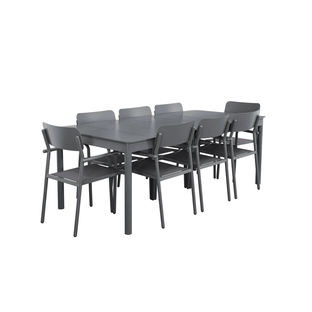 Set tavolo da giardino allungabile in alluminio e textilene con 8