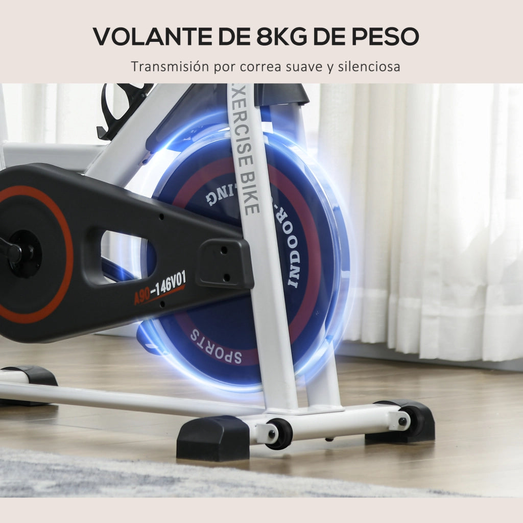 Bicicletta da Interno con Regolazione Resistenza Volano Inerziale 8 kg Schermo LCD Manubrio e Sella Regolabile ¨C Zephmum ¨C Bianco