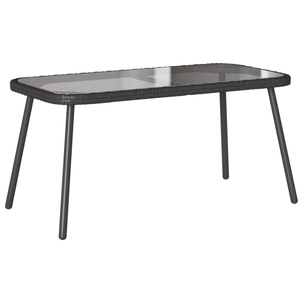 Set da pranzo da giardino con cuscini in polyrattan nero