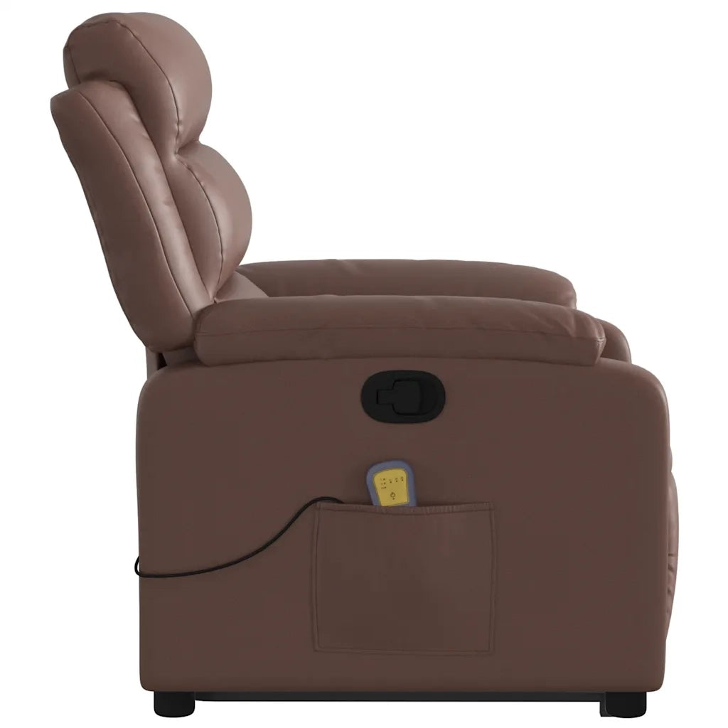 Poltrona Alzapersona Reclinabile Massaggio Marrone Similpelle 3205051