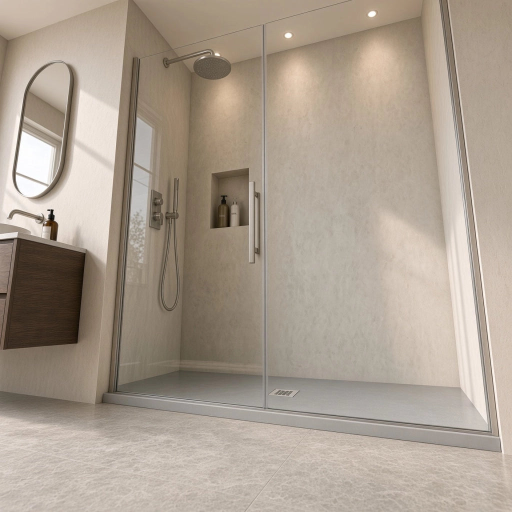 Piatto doccia rettangolare 70x150 cm effetto pietra marmoresina STONE grigio cemento FRANCIA