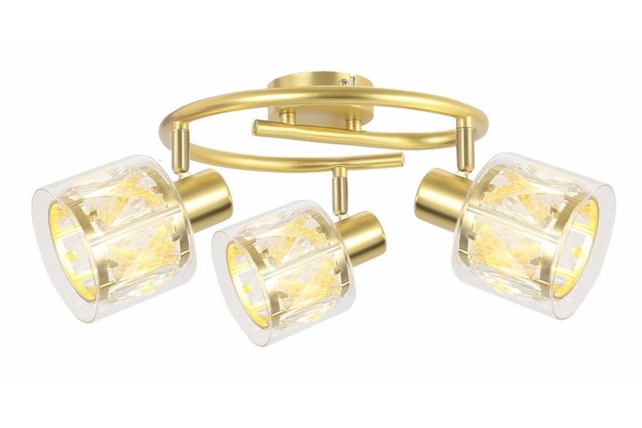 Plafoniera Elmo glamour oro tonda 3xE14 vetro Reality