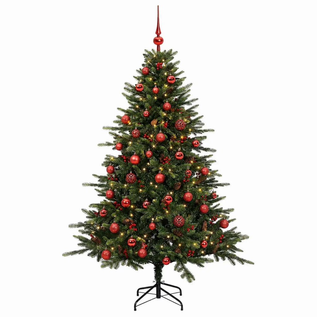 Albero di Natale artificiale con palline 120 cm 150 LED 3465869