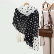 Elegante sciarpa/scialle da donna in cotone e lino in stile coreano con stampa trasparente