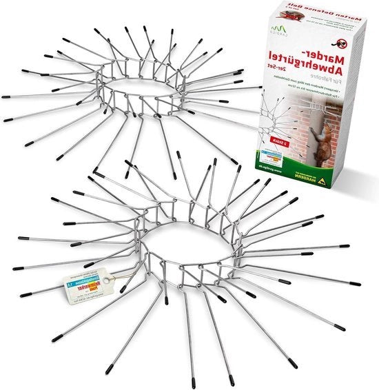 Kit di protezione dalle martore per tubi di scarico da 2 pezzi - diametro Ø 100 mm a Ø 120 mm - acciaio galvanizzato - protezione per grondaie e alberi - repellente per martore - schermante per martore - pulitore di grondaie.