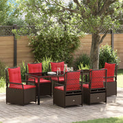Set da Pranzo Giardino 7 Pezzi in Rattan Polietilene Marrone