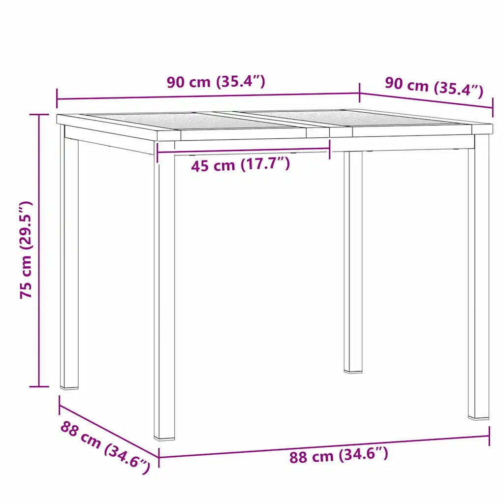 Tavolino da Giardino | Tavolo da Pranzo Marrone 90 x 90 x 75 cm Legno di Acacia Massello