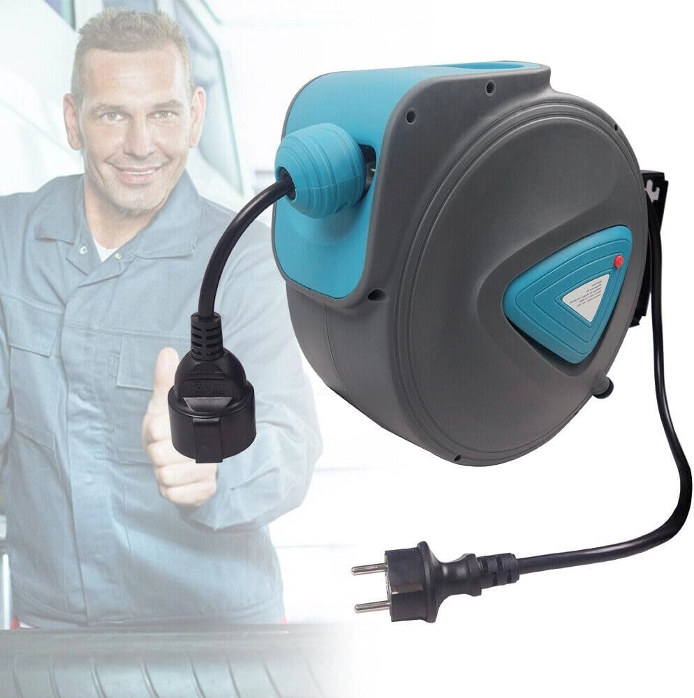Avvolgicavo automatico per esterni, con cavo di prolunga da 20 m, avvolgicavo con rotazione a 180°, montaggio a parete