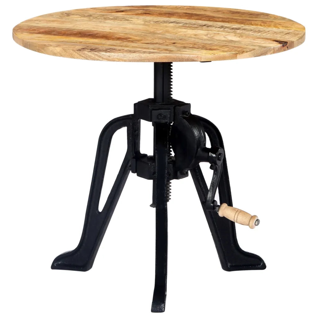 Tavolino-Tavolino da soggiorno-Tavolo 60x(46-63) cm in Legno Massello di Mango e Ghisa