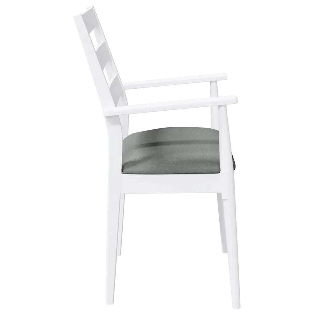 Sedie da Pranzo con Cuscini 2 pz Bianco Legno Massello di Hevea 4102474