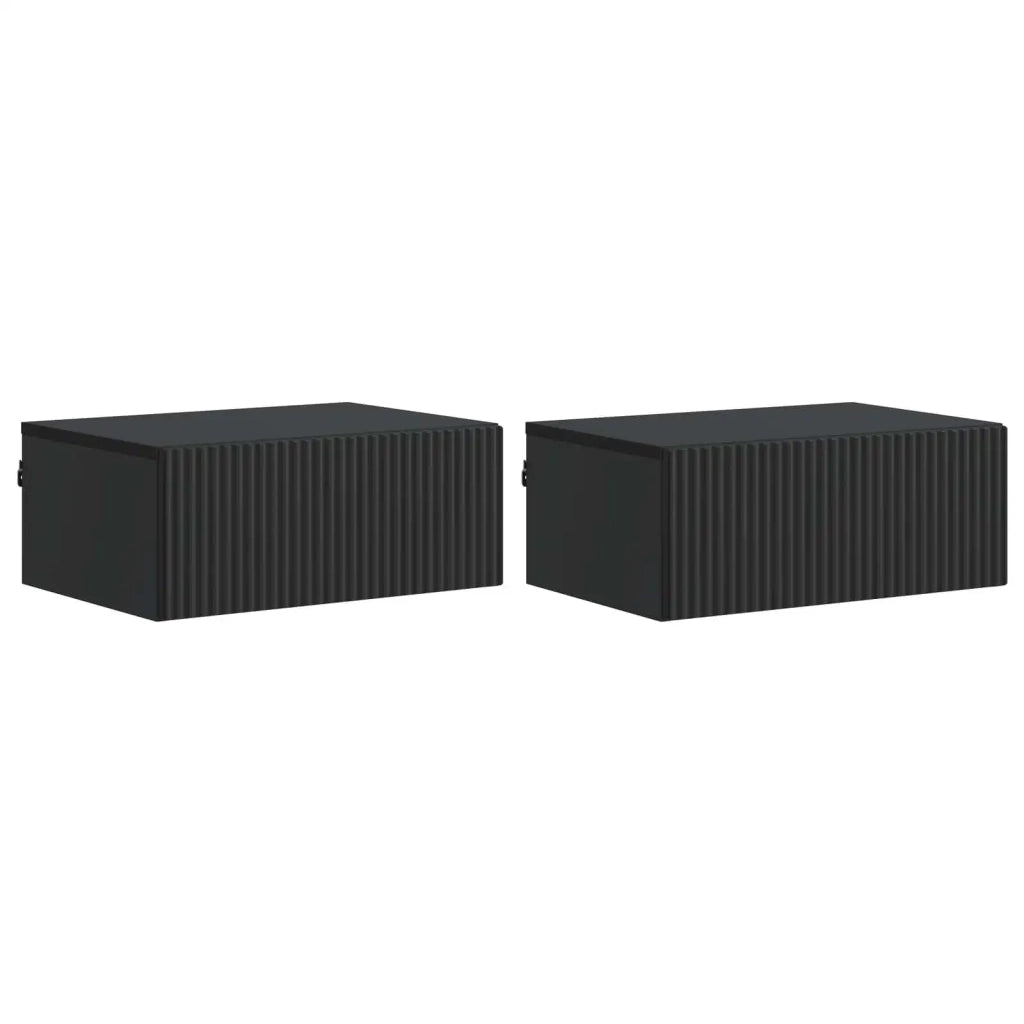 Mobiletto da notte a muro 2 pcs Nero 49 x 34,5 x 20 cm