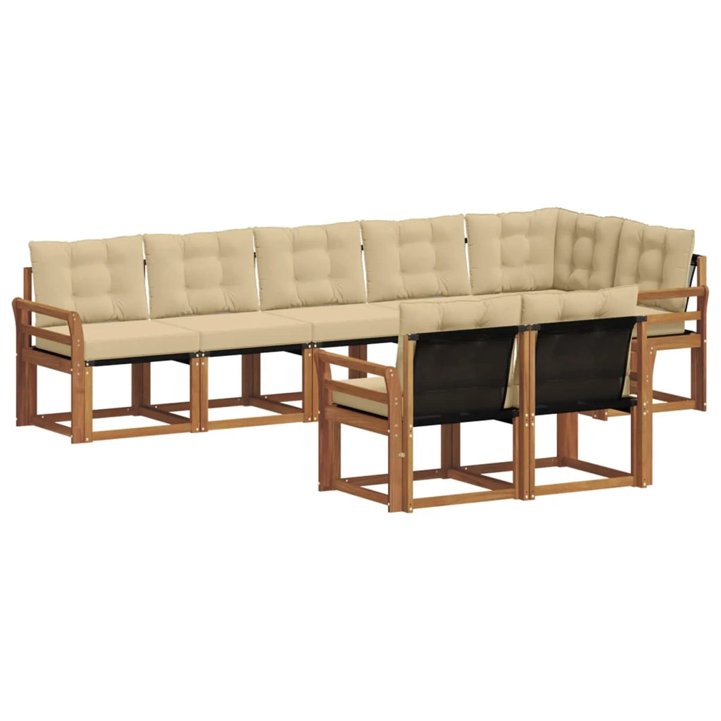 Set di divani da esterno con cuscino 8 pcs Naturale e Beige