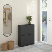 Scarpiera Larry, Mobile portascarpe, Armadio da ingresso multiuso, Mobiletto per calzature, 70x24 h85 cm, Grigio
