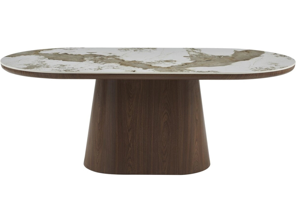 Tavolo da pranzo ovale in ceramica Pandora "Bellagio" - 8 posti a sedere - Beige