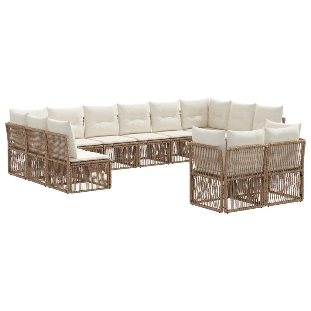 Set Divano da Giardino 12 pcs Beige polyrattan 3434400