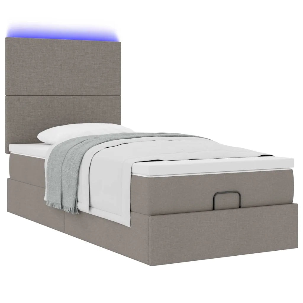 Struttura Letto Pouf con Materasso Tortora 80x200 cm in Tessuto 3313882