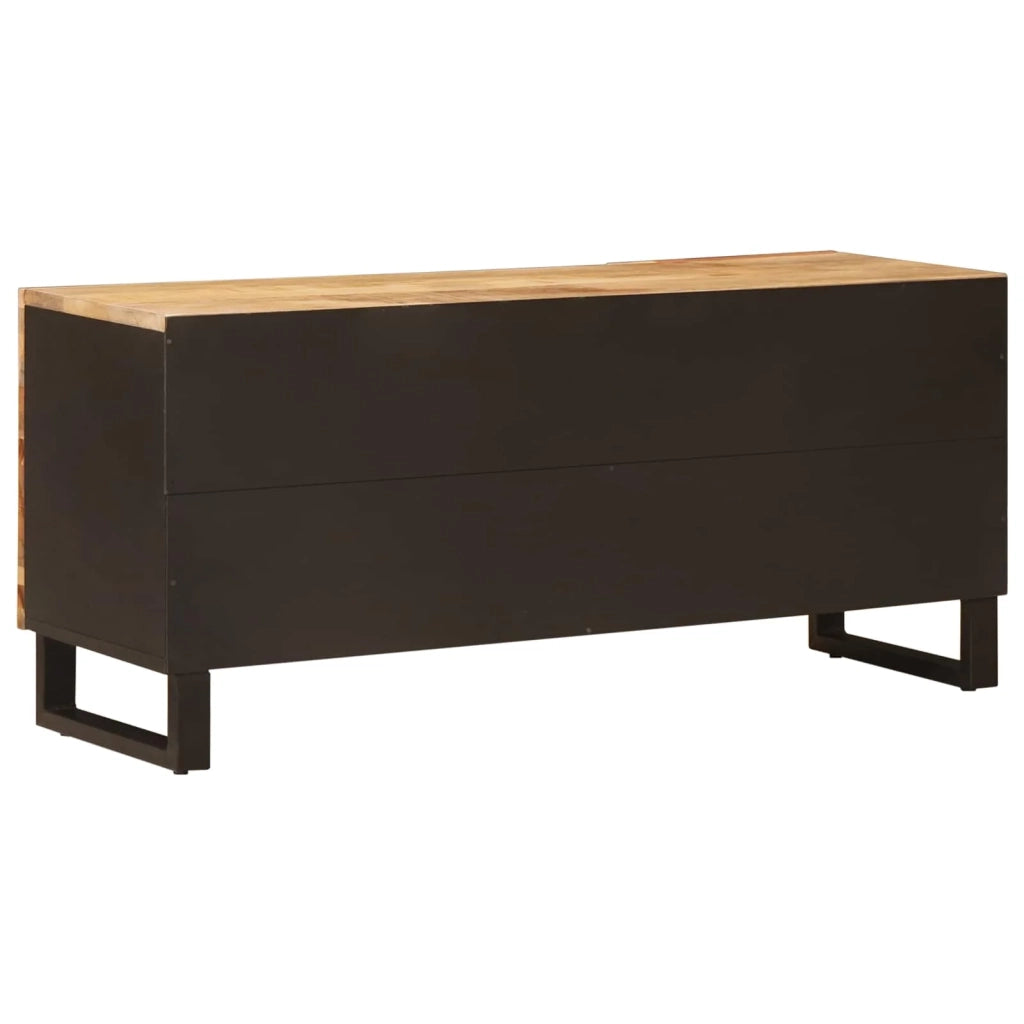 Mobile porta TV rettangolare con contenitore 105 x 33 x 46 cm stile moderno soggiorno legno massello di mango marrone 02_0057814