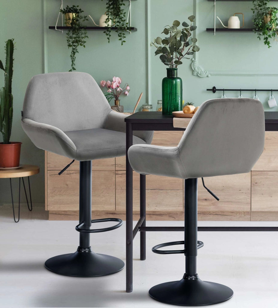 Sgabello Braga in velluto grigio,nero