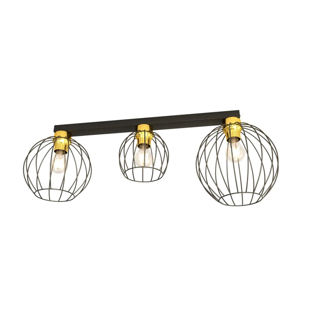 Lampada a sospensione NEST in acciaio nero opaco e oro
