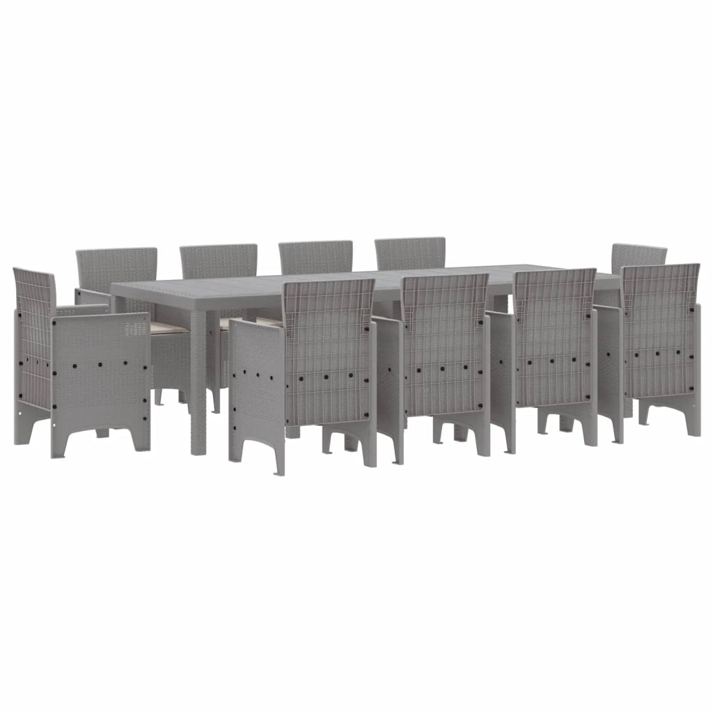 Set da Pranzo per Giardino 11 pcs Grigio chiaro Polipropilene