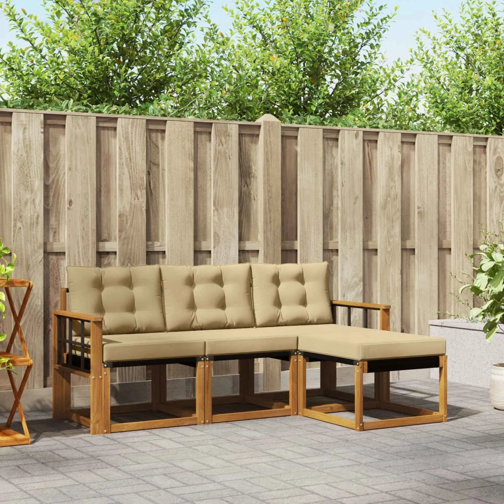 Set di divani da esterno con cuscino 4 pcs Naturale e Beige 3368552