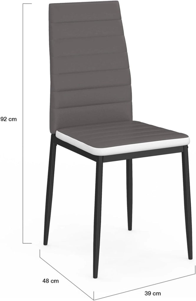 Set di 6 sedie da pranzo grigie con fascia bianca per sala ROMANE