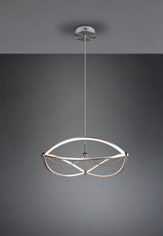 CHARIVARI SOSPENSIONE LED 42W · 1x 5600lm, 3000K ACCIAIO SATINATO ELLISSI DIMMERABILE CON INTERRUTTORE D. 62CM
