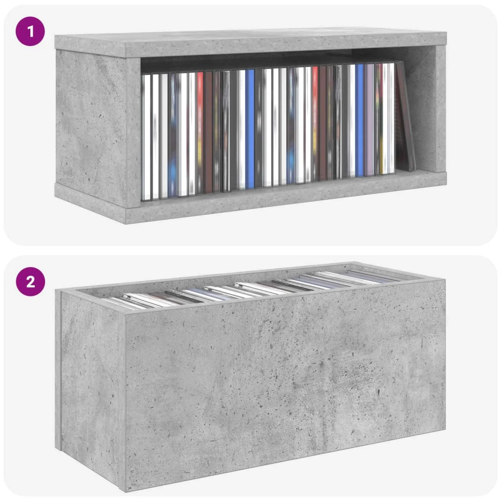 Rack per Stoccaggio CD 4 pz Grigio Cemento 40 x 17 x 17 cm 8012717
