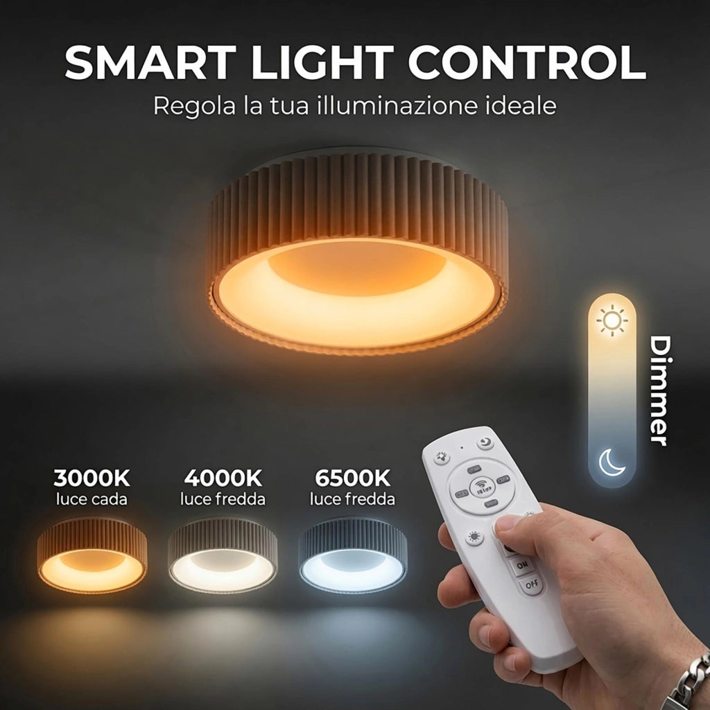 Plafoniera Moderna Tonda LED 30W Dimmerabile CCT Bluetooth Tortora con Telecomando Luce Soffitto Soggiorno Albergo Ristorante