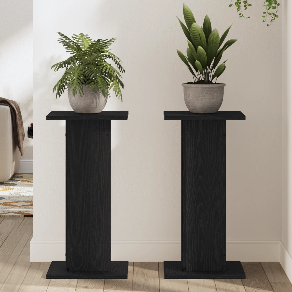 Supporti per altoparlanti  2 pezzi Rovere Nero 30x30x60 cm Legno ingegnerizzato