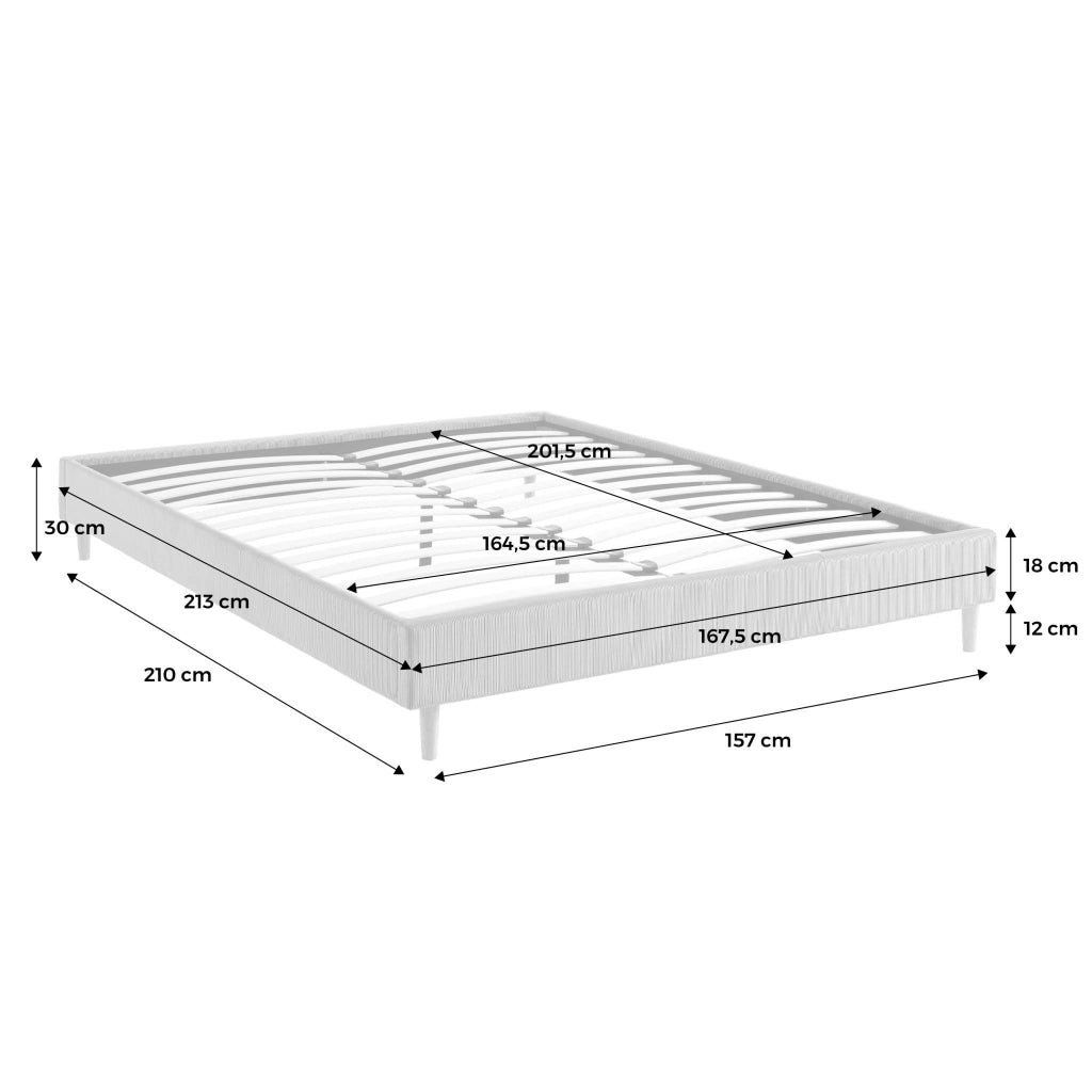 Struttura letto in velluto a coste fini con rete a doghe, 160x200cm,
