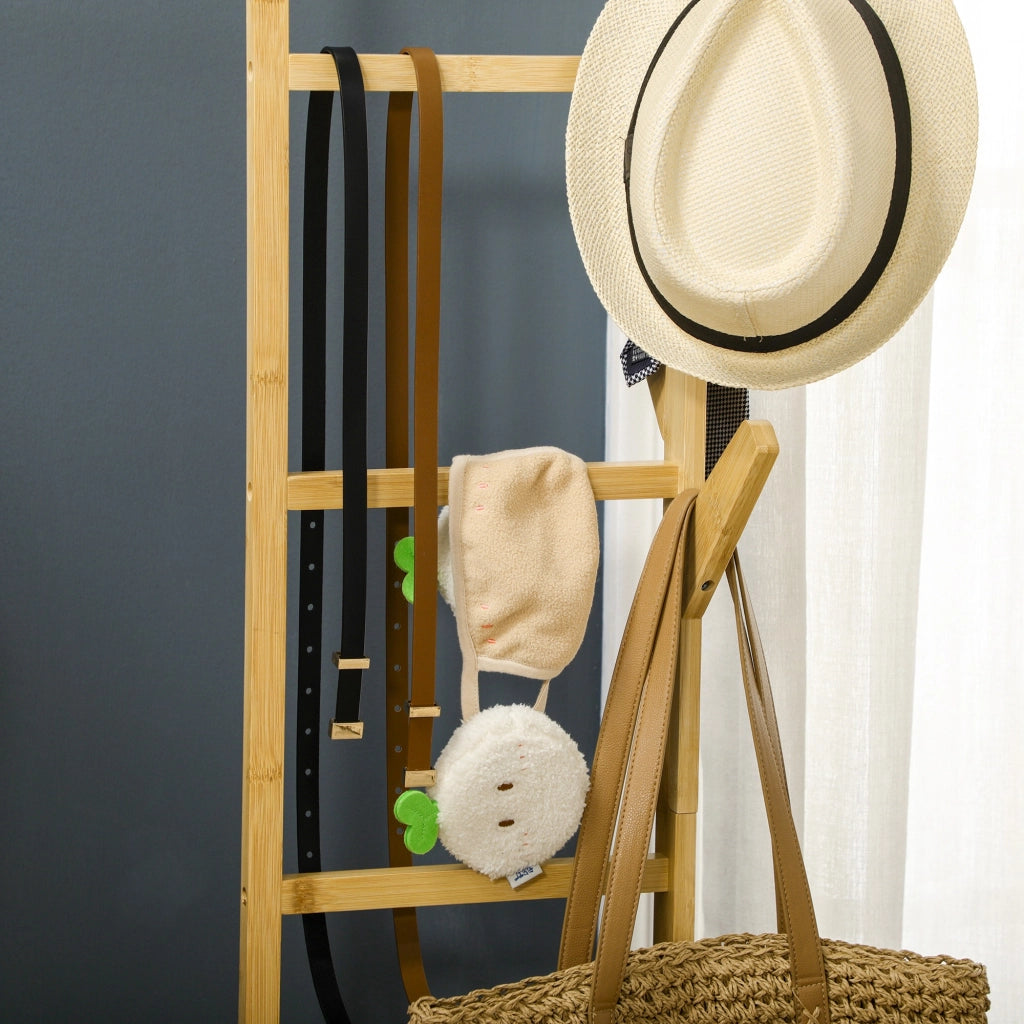 Appendiabiti Multifunzione con Ruote e Ripiano ¨C Zephmum ¨C Legno di Bamb¨´ Naturale 100x37x191 cm