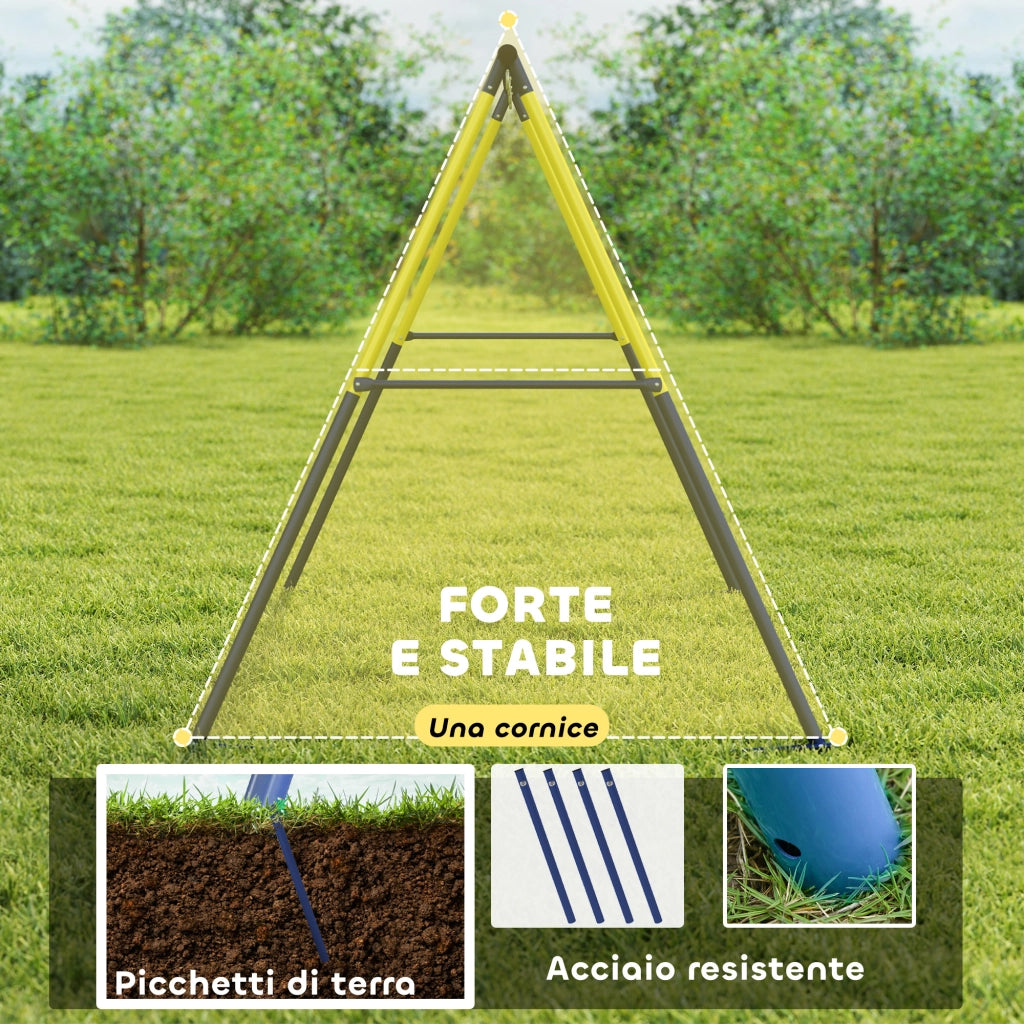 Struttura per Altalena da Giardino 260x160x178 cm con 4 Ganci in Acciaio Blu