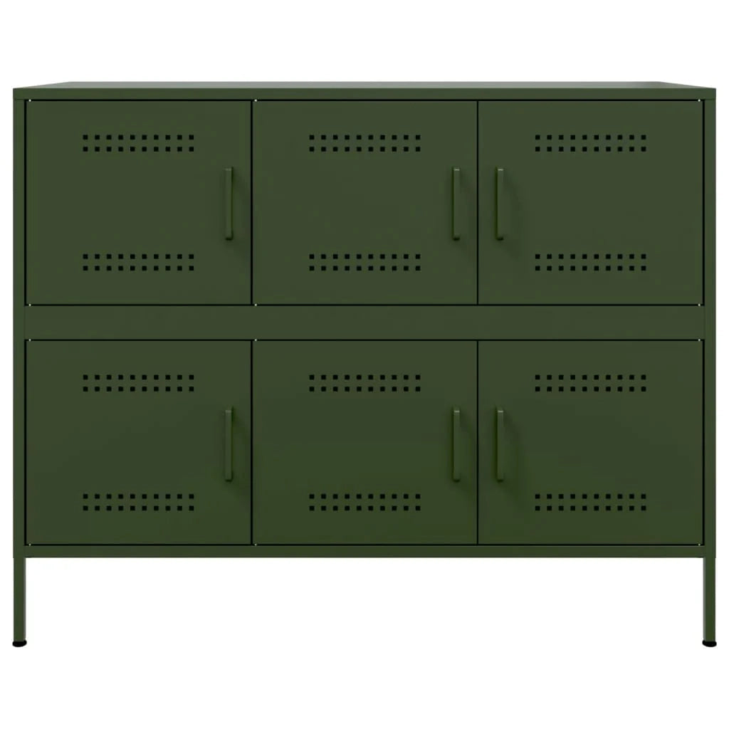Credenza cassettiera armadio contenitore organizer cucina soggiorno salotto oliva 1005 x 39 x 79 cm acciaio verde 02_0036570