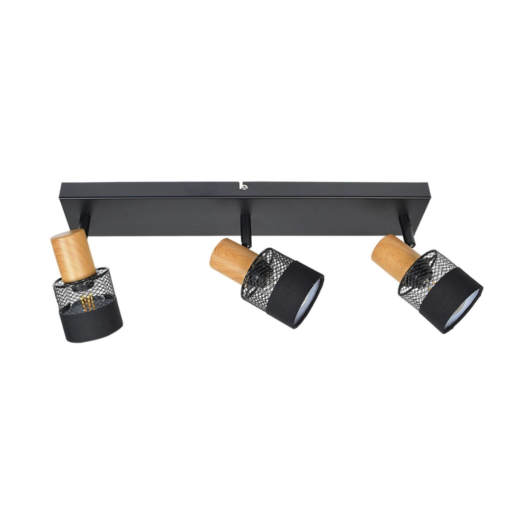 Faretto soffitto industriale 3 luci nero orientabile E14 Italux