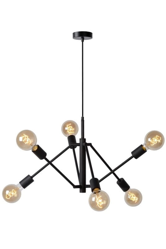 Lucide Lester lampadario nero 6xE27 dimmerabile max 40W