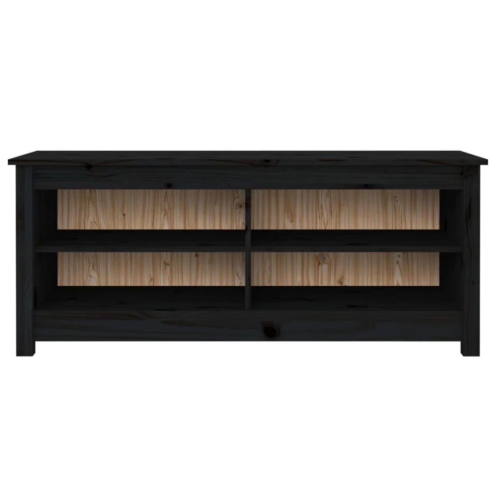 Panca portascarpe/stivali cassettiera scaffale mobiletto portaoggetti per ingresso 110 x 38 x 45,5 cm legno di pino massello nero 02_0022991