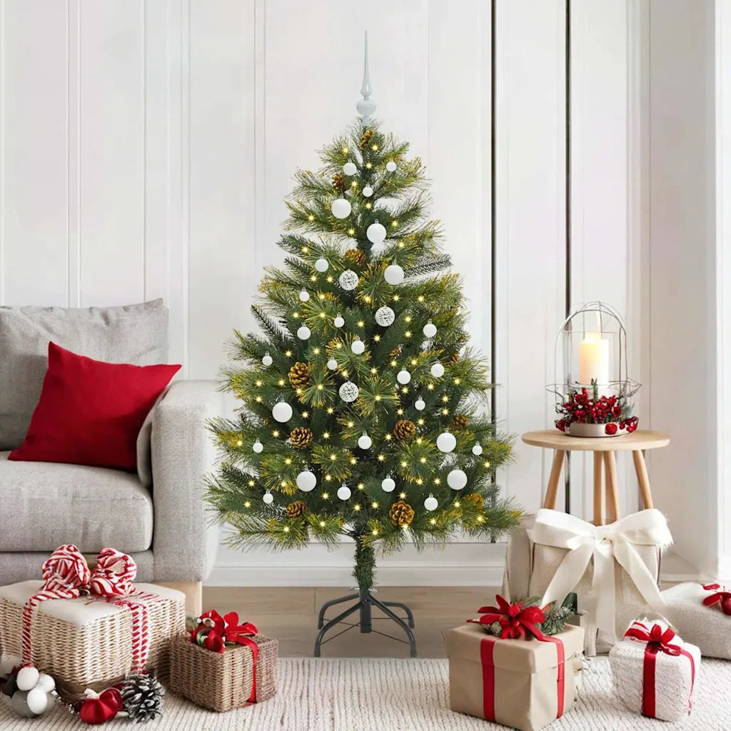 Albero di Natale | Decorazioni natalizie artificiale pieghevole con coni Verde 150 cm