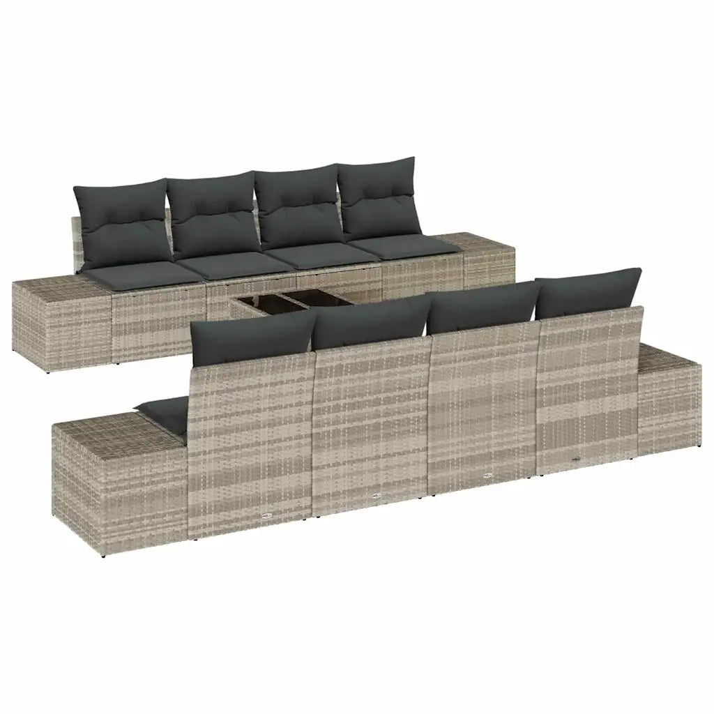 Set Divano da Giardino 8 pcs Grigio chiaro e grigio scuro