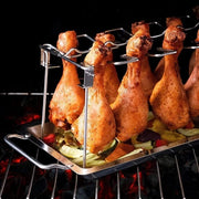 Pannello per pollo - Supporto per pollo - Supporto per spiedini di pollo - Duraturo e lavabile - In acciaio inossidabile - Ideale per grigliare - Adatto per 14 ...