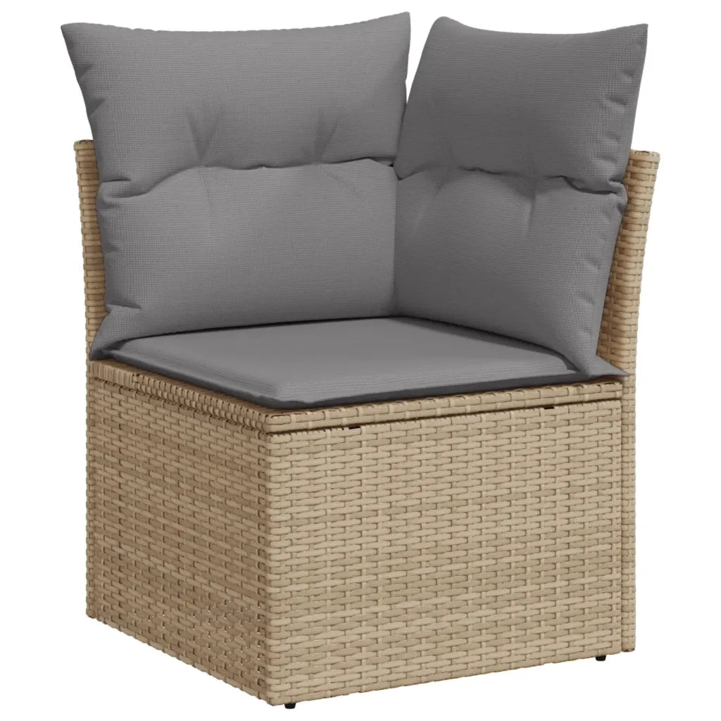 Set Divani da Giardino 14pz con Cuscini in Polyrattan Beige