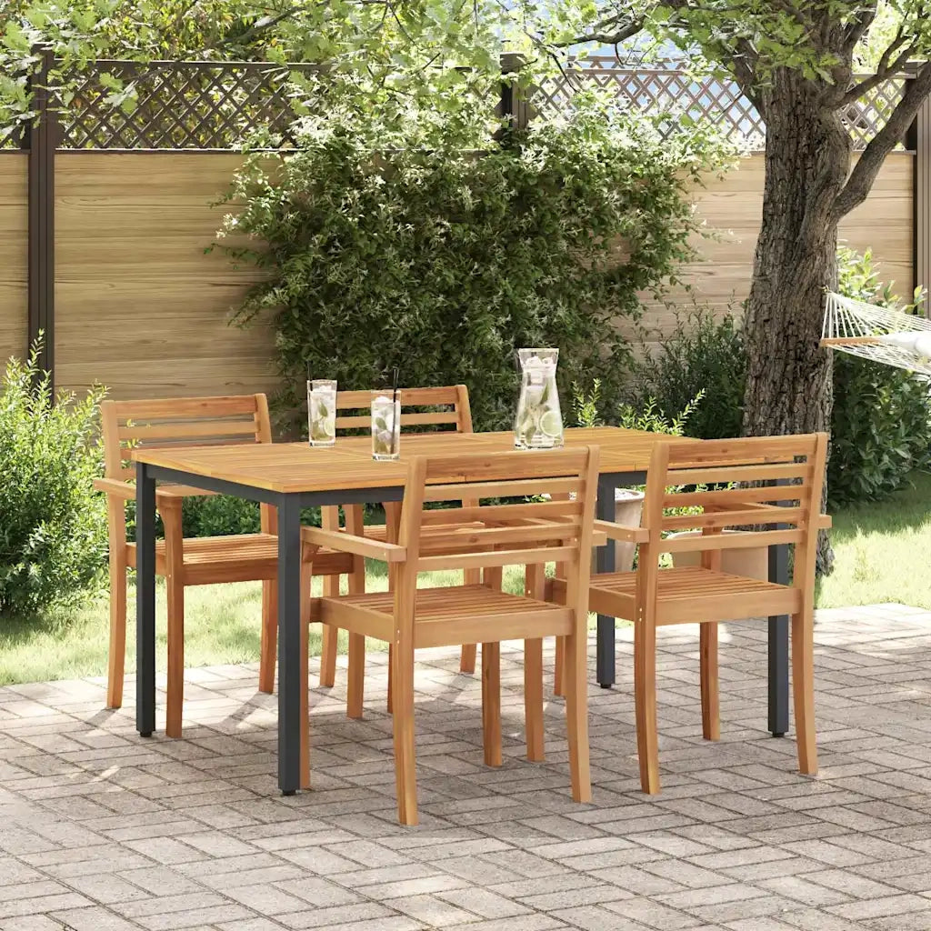 Tavolo da Esterno Naturale e Nero 150 x 90 x 75 cm 4010611