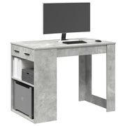 Scrivania con Cassetto Ripiano Grigio Cemento Legno Multistrato 858689