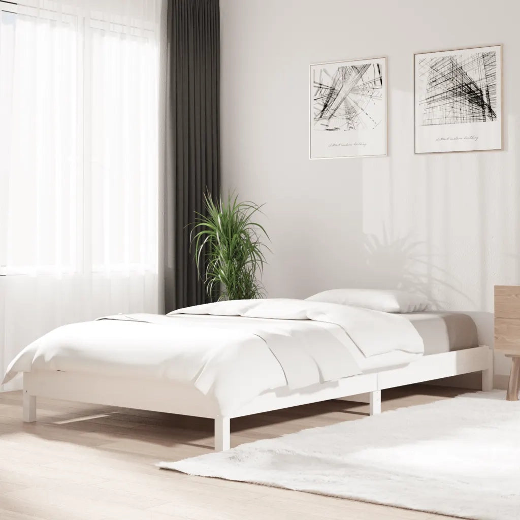 Letto singolo | Letto per adulti | Letto Impilabile Bianco 90x190 cm in Legno Massello di Pino