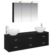 Set di mobili per il bagno 4 pcs Rovere Nero 3406936