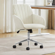Sedia da ufficio girevole ergonomica con altezza regolabile schienale avvolgente e ruote in velluto bianco per casa