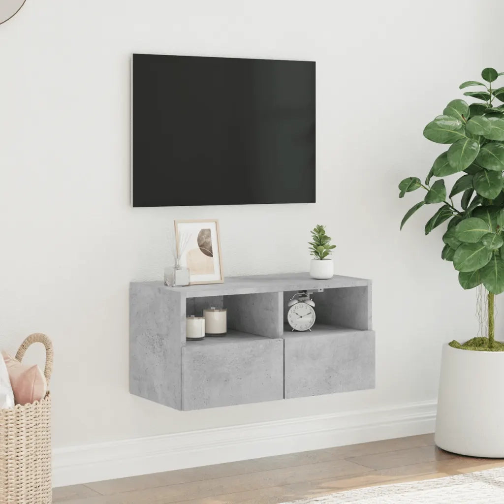 Mobile TV a Parete Grigio Cemento 60x30x30 cm Legno Multistrato 836860
