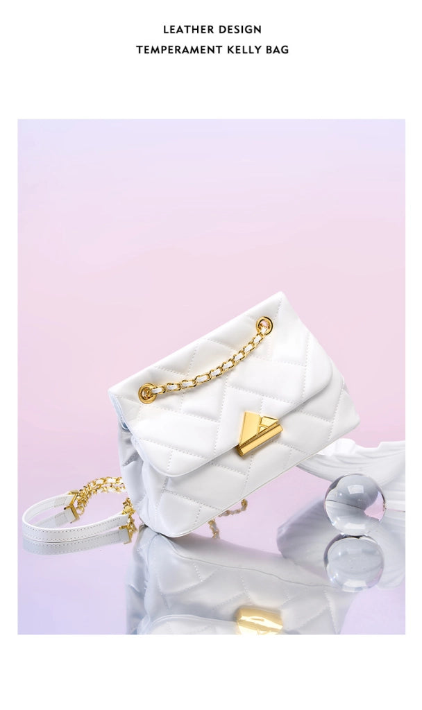Borsa a tracolla piccola da donna in vera pelle, modello hobo, bianca.
