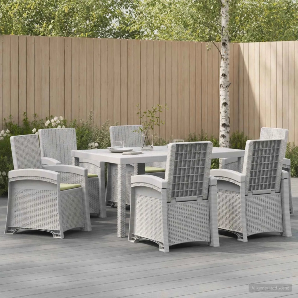 Set da Pranzo per Giardino 7 pz Bianco e Crema PP 3430143